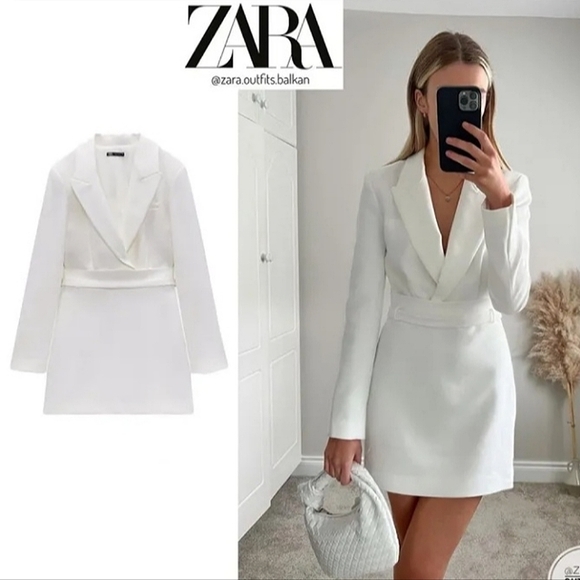Zara Dresses & Skirts - NWT Zara White Belted Blazer Mini Dress